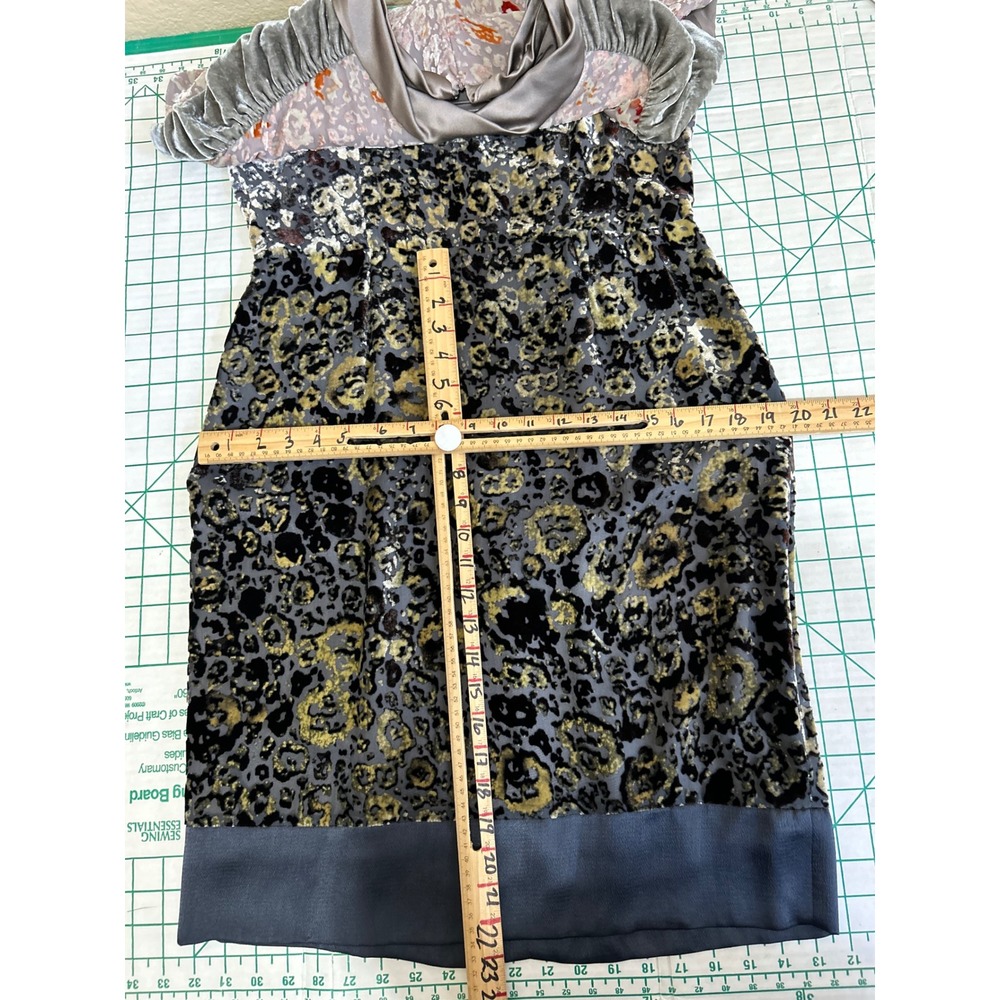 Etro Italy Silk Blend Burnout Velvet Animal Print Sheath Dress Gray Size 46 - Picture 5 of 8